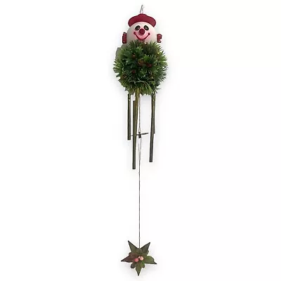 Vintage Christmas Snowman Wind Chimes Plastic Mistletoe Ball Metal Kitsch Retro • $42.22