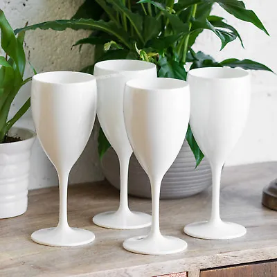 $20.95 • Buy Set Of 4 350ml White Glossy Polycarbonate Plastic Wine Glasses Bar Wedding Party