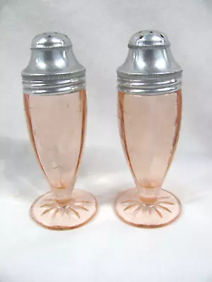 Vintage Pink Depression Glass Salt & Pepper Shakers Florentine # 120 • $25