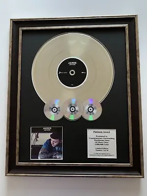 Signed/autographed James Arthur Cd Framed Platinum Disc Presentation. Disk • £299.99