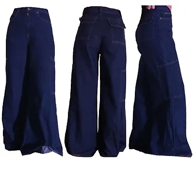 New Mens Womans Baggy Denim Jeans Wide Leg Loose Fit Skate Skater Vintage Ladies • £27.99