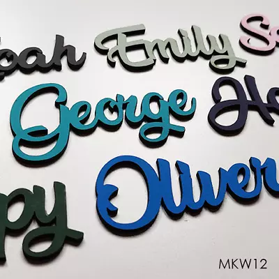 Personalised Wooden Script Name Plaque Sign Mdf Letters Painted/unpainted • £1.50