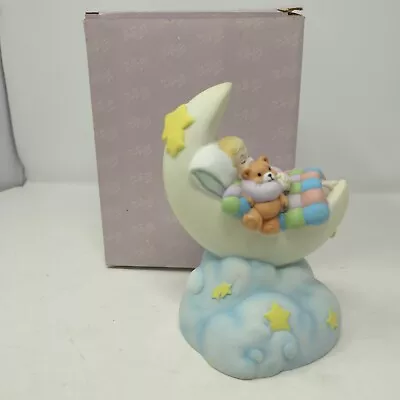 San Francisco Music Box Co. Brahms Lullaby Bisque Baby On Moon 56-26591-4-00 • $45