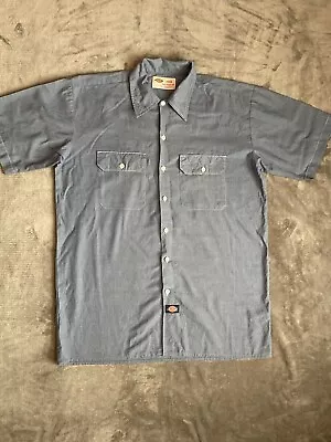 Dickies Vintage Workwear Mens Blue Chambray Workshirt Sz Large • $19.99