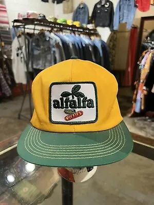 Vintage Alfalfs Farm Seed Snapback Hat Vtg Farmers  Vtg K Products Usa • $15