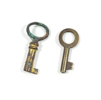Antique Miniature Tiny Brass Keys Lot Of 2 • $19.99