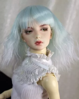 1/4 1/3 7-8  BJD Doll Wig MSD Sd Short Wavy Mint Green To White Hair Bangs 202 • $26.50