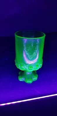 Vtg Tiffin Franciscan Madeira Uranium Footed Olive Green Glass Goblet 4 3/4   • $9.99