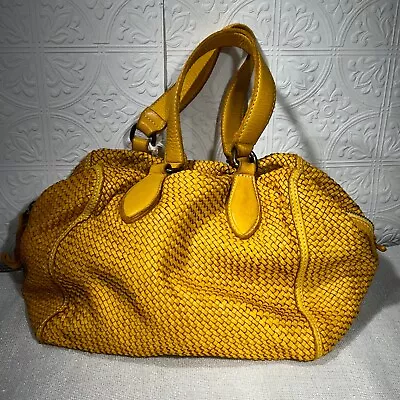 Vera Pelle Yellow La Via Firenze Leather Adjustable Strap Shoulder Bag Womens • $79.99