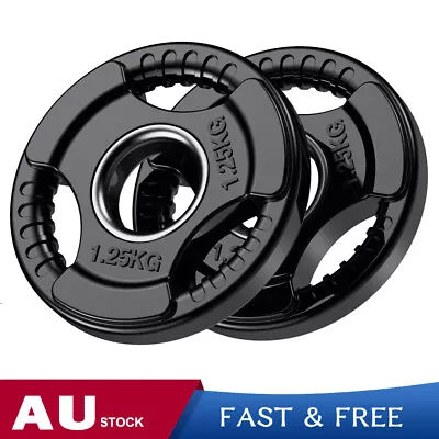 1.25kg-25kg Rubber Coated Olympic Tri-grip Weight Plates Type-O Home Gym Fitness • $24.75