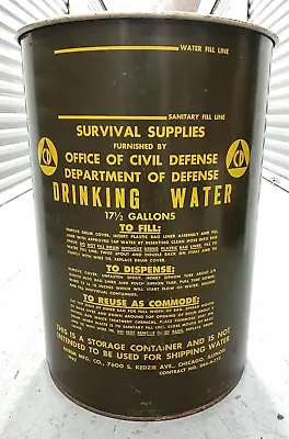 Vintage Cold War Civil Defense Drinking Water Barrel Drum Survival Supplies Prop • $40