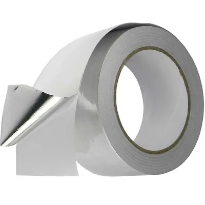 £10.85 • Buy 2 Rolls Aluminium Foil Tape Heat Insulation Duct Silver 50mm X 50m Self Adhesive