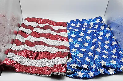 Women's Boxer Style Stretch / Lined Sequin  American Flag  Shorts-- Size Medium • $23.89