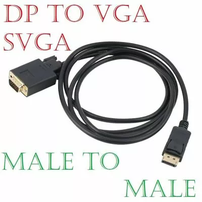 £4.98 • Buy 2m DisplayPort DP Plug To SVGA VGA HD Male-Male Plug Digital Video Cable Lead