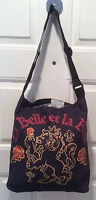 Disney Beauty & The Beast La Belle Et La Bete Crest Tote Black Adjustable Strap • $32.95