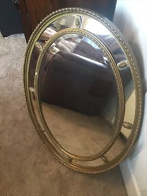 £395 • Buy A Beautiful Antique,regency Style Oval Gilt Frame, Bevel Edged Wall Mirror.