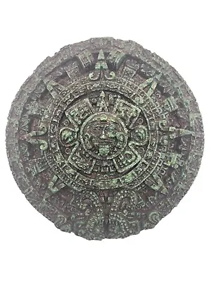 Vtg Aztec Mayan Sun Stone Calendar Plaque Wall Hang Art Crushed Turquoise Haab • $29.99