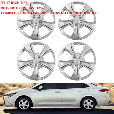 $52.13 • Buy Set Of 4 Full Rim Universal Model 17  Wheel Cover Silver Full Hub Caps Car Wheel