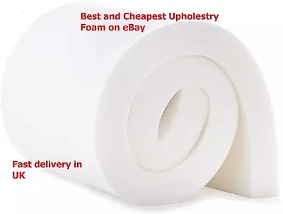 High Density Upholstery Foam Cushions Seat Pad Sofa Replacement Cut To Any Size • £8.99