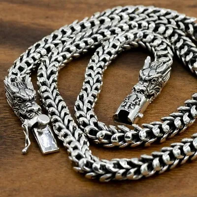 153g 24  61cm Double Headed Dragon Scale 925 Sterling Silver Mens Necklace Chain • $399