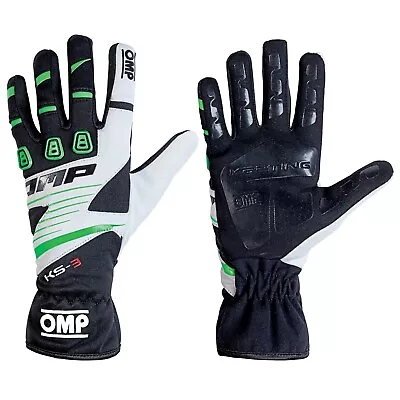 OMP KS-3 KS3 Kart Gloves Latest Design High Grip Karting XL Black / White • $37.34