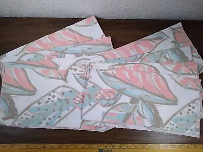 VERA NEUMANN 8 Vintage Cloth Fabric Napkin Set Pastel Leaves Leaf Pink Blue Euc • $29.98