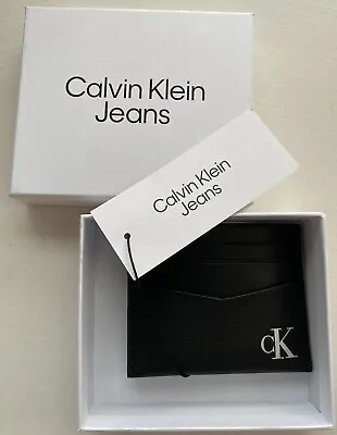 Calvin Klein Jeans Mens Black Card Holder Bnwt • £36.99