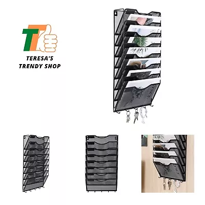 Hanging File Organizer 8 Pocket Wall Mount File Holder Vertical Wall Mail Org... • $57.99