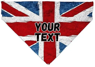 Union Jack Dog Bandana UK Patriotic Slide On Collar Pet Scarf Custom TEXT • £7.34