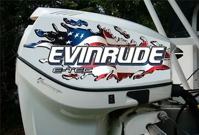 Evinrude V4 E-Tec American And Canadian Flag Tear Decal Kit • $85