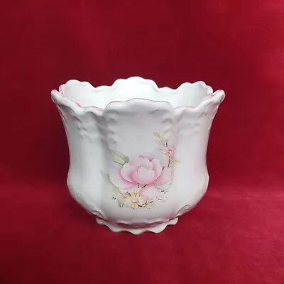 £5 • Buy Vintage Maryleigh Pottery Plant Pot - Floral With Pink Trim