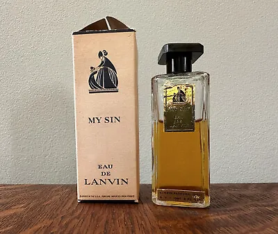 Vintage 2 OZ Lanvin My Sin French Eau De Toilette Gold Label Perfume • $39.99