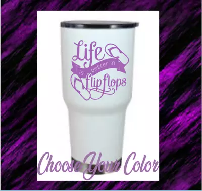 Monogram Vinyl Decal Sticker For TumblersCups Travel Mugs  ( Beach Design ) • $3