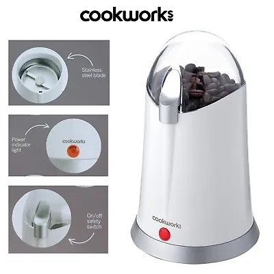 Cookworks Coffee And Herb Grinder - White - New With 1 Year Warranty • £11.49