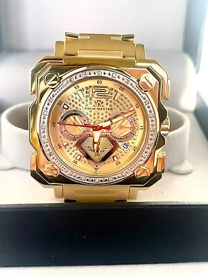 Men Aqua Master Jojo Jojino Joe Rodeo Yellow Metal Band 45mm Diamond Watch W#355 • $129