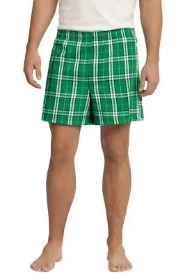 District - Young Mens Flannel Plaid Boxer - Kelly Green - Small • $13.95