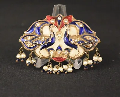 Vintage Peacock Brooch: Cloisonné And Seed Pearl • $20.82