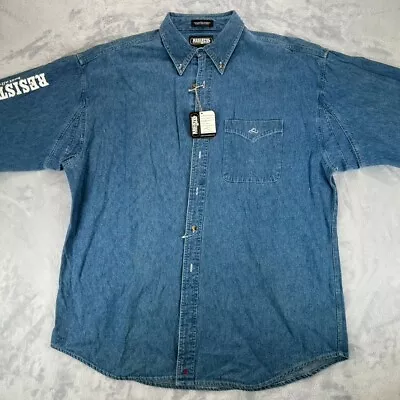 Resistol Rodeo Gear Shirt  Men's Large Denim Western Cowboy Long Sleeves • $28