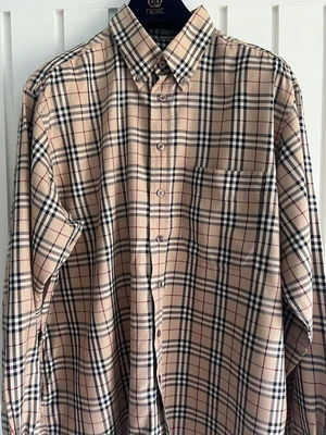 £67 • Buy Vintage Early Burberry Nova Check  Xl Long-sleeved  Button Up Shirt.