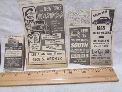 Vintage Ad Lot Volkswagen VW Bus ! 6 Small Ad Clippings 1964 1965 Newspaper BUG • $24