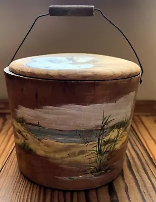 Antique Small Wood Bucket With Lid E.Murdock & Co. WinchendonMass. • $35