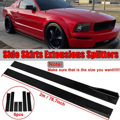 For Ford For Mustang GT 78.7'' Side Skirt Extension Splitter Spoiler Gloss Black • $46.95