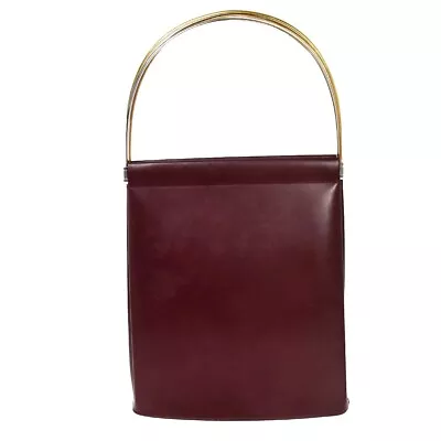$318 • Buy CARTIER Logo Trinity Hand Bag Leather Bordeaux Gold France 37MY055