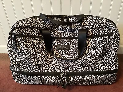 Vera Bradley Rolling Duffle Carry On 21” Travel Bag~black/white Cheetah Camocat • $99.99