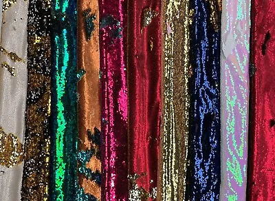 5mm Reversible MERMAID Sequin Fabric Flip 2 Tone Home Decor Dress 130cm Wide • £0.99