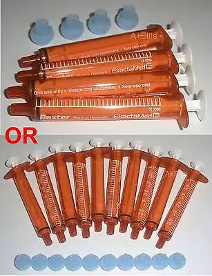 BAXTER BAXA ExactaMed Amber Oral Medicine Syringe Dispenser 3cc/3mL Cap 4/10-PK • $11.79