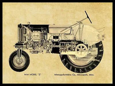 Minneapolis Moline Tractors NEW Metal Sign: Model Z Schematic Cutaway View • $19.88