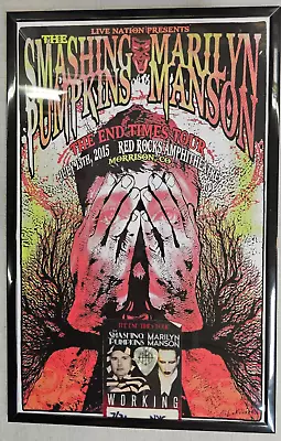 Marilyn Manson & Smashing Pumpkins-2015 Poster Pass & Manson Guitar Pick • $129