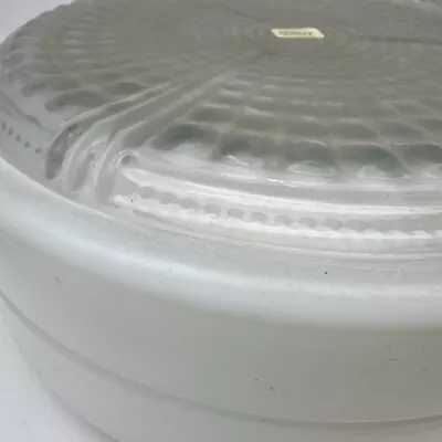 Art Deco Mid Century Drum White And Clear Glass Kitchen Ceiling Light Shade 10” • $30