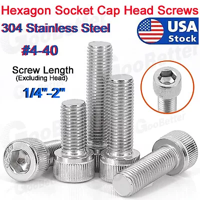 4-40 Socket Head Cap Screws Stainless Steel Allen Bolts All Lengths / Quantities • $4.99